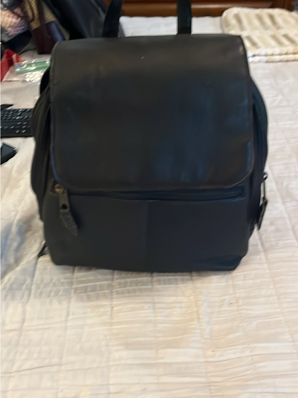 Unisex Black Minimalist Leather Backpack - Modern Everyday Carry